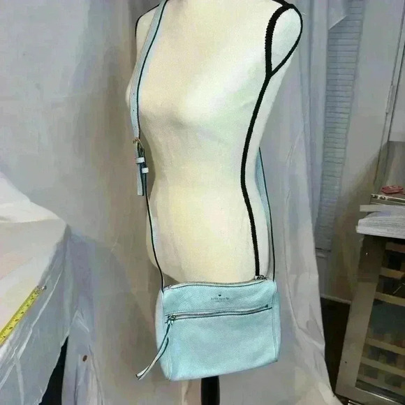 Kate Spade Leather Crossbody - Aqua Blue with front zipper - Picture 3 of 10